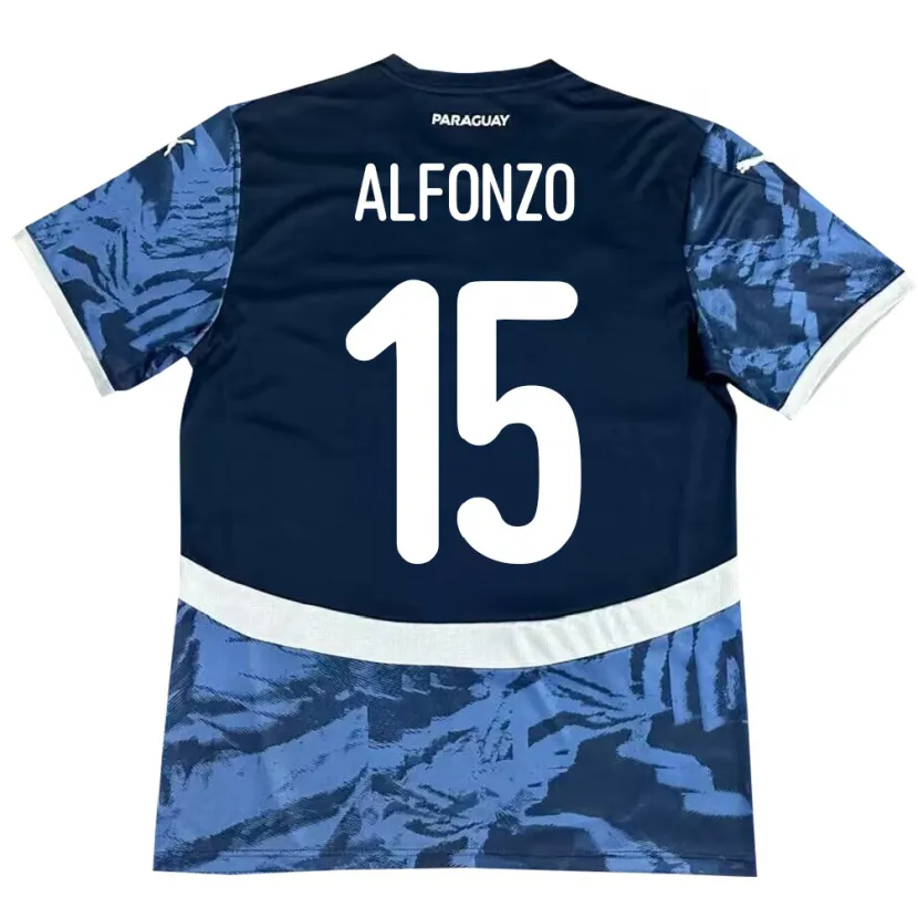 Danxen Uomo Maglia Paraguay Axel Alfonzo #15 Blu Kit Gara Away 24-26 Maglietta