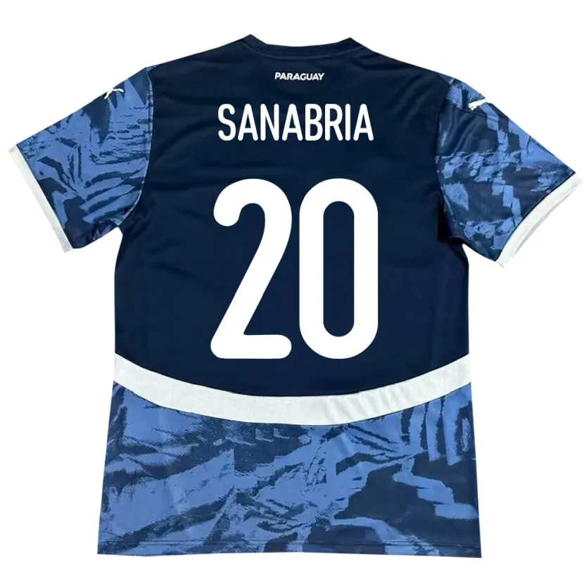 Danxen Uomo Maglia Paraguay Tobías Sanabria #20 Blu Kit Gara Away 24-26 Maglietta