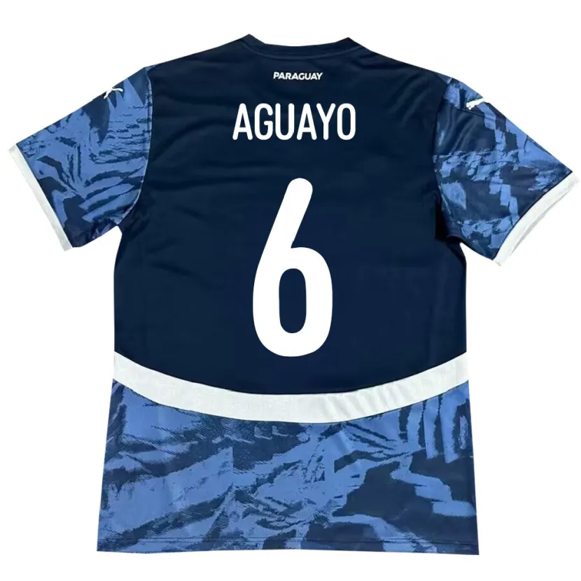 Danxen Uomo Maglia Paraguay Ángel Aguayo #6 Blu Kit Gara Away 24-26 Maglietta