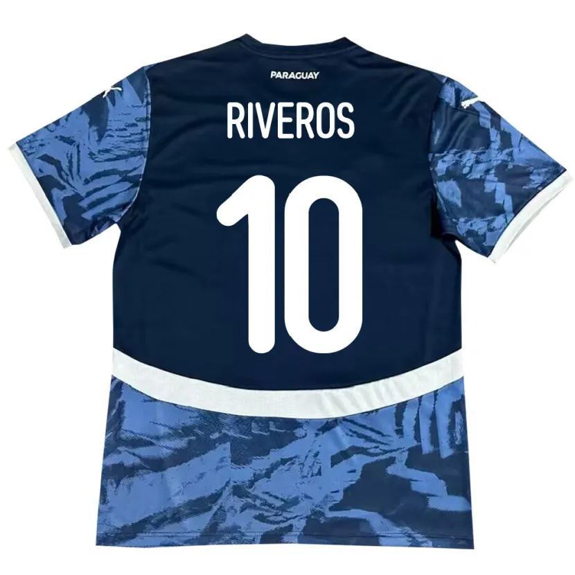 Danxen Uomo Maglia Paraguay Paulo Riveros #10 Blu Kit Gara Away 24-26 Maglietta