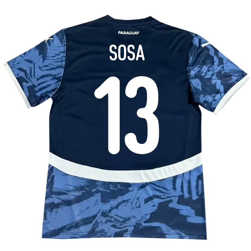 Danxen Uomo Maglia Paraguay Alex Sosa #13 Blu Kit Gara Away 24-26 Maglietta