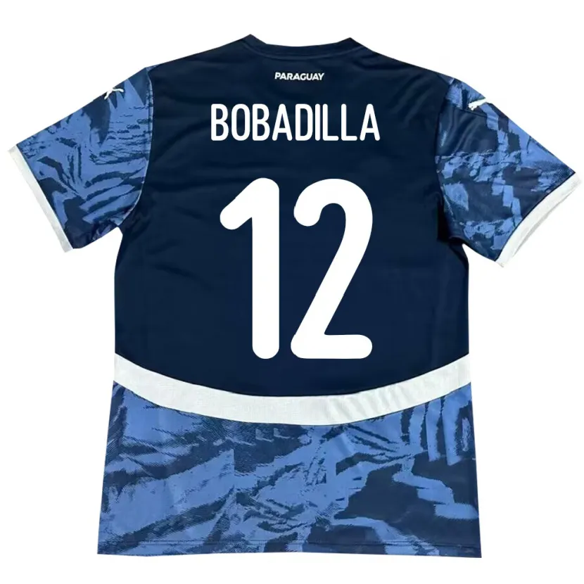 Danxen Uomo Maglia Paraguay Alicia Bobadilla #12 Blu Kit Gara Away 24-26 Maglietta