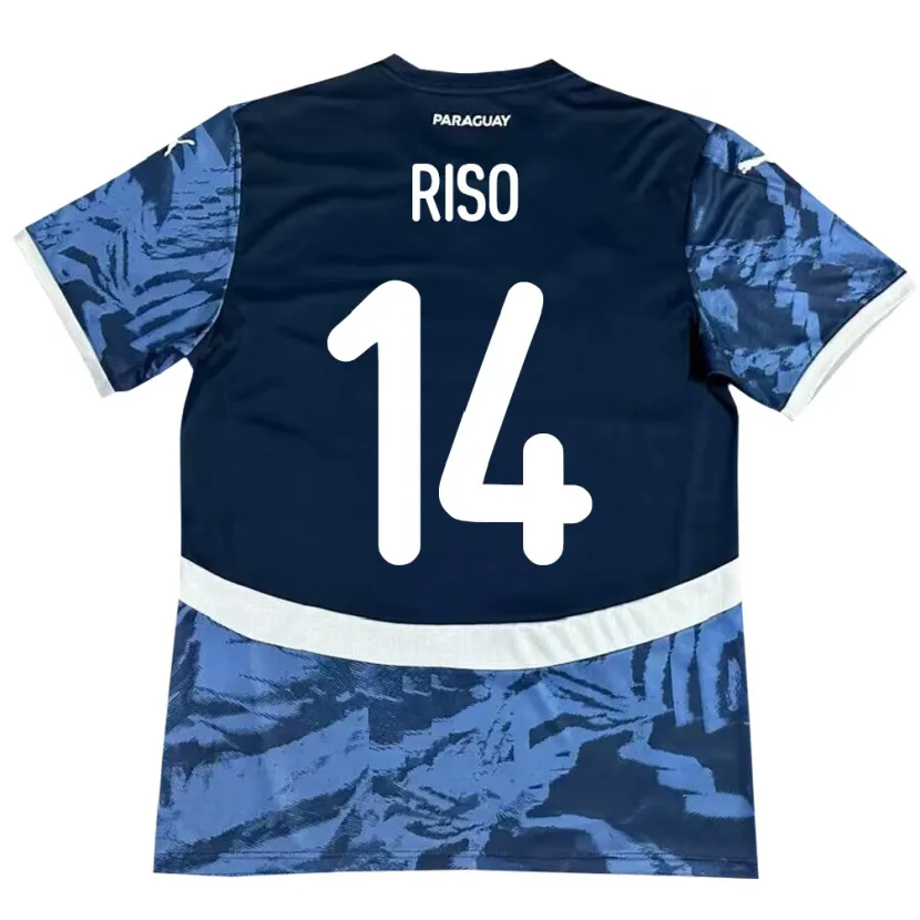 Danxen Uomo Maglia Paraguay Tania Riso #14 Blu Kit Gara Away 24-26 Maglietta