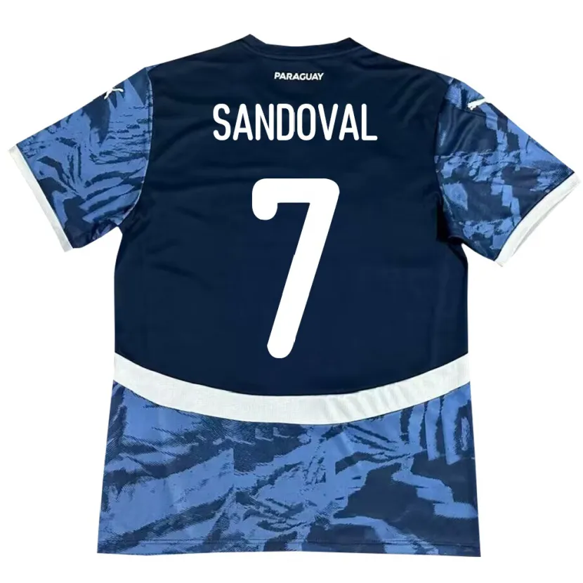 Danxen Uomo Maglia Paraguay Fabiola Sandoval #7 Blu Kit Gara Away 24-26 Maglietta