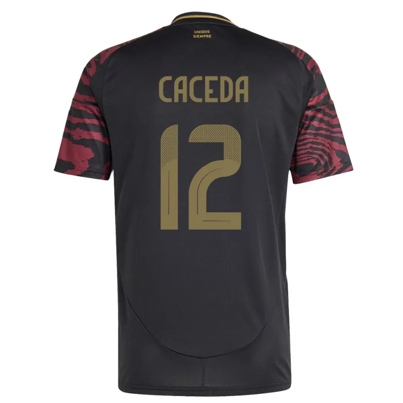 Danxen Uomo Maglia Perù Carlos Cáceda #12 Nero Kit Gara Away 24-26 Maglietta