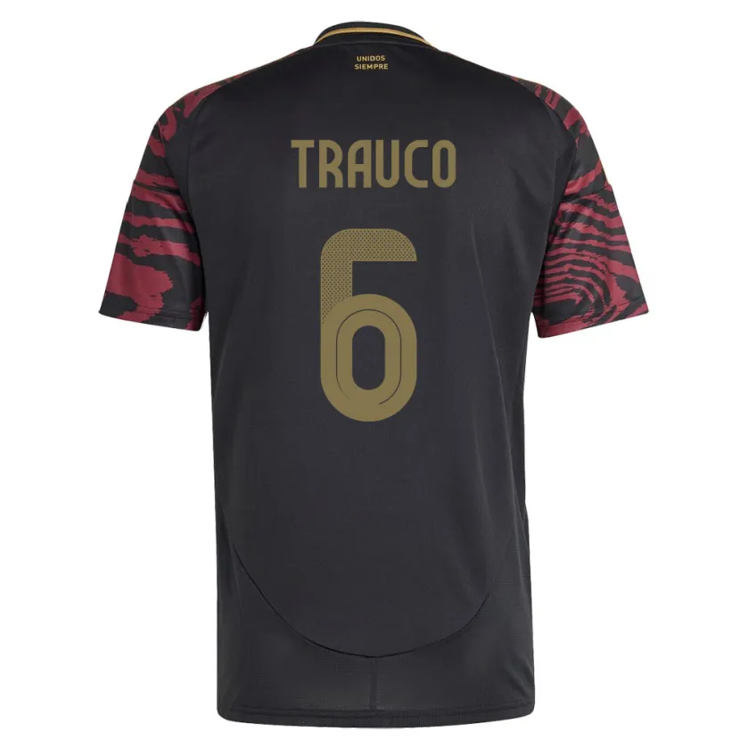 Danxen Uomo Maglia Perù Miguel Trauco #6 Nero Kit Gara Away 24-26 Maglietta