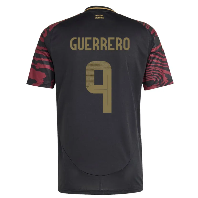 Danxen Uomo Maglia Perù Paolo Guerrero #9 Nero Kit Gara Away 24-26 Maglietta