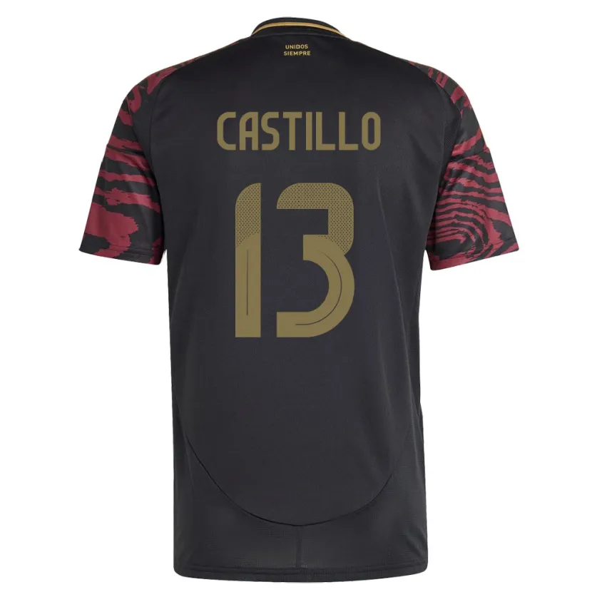 Danxen Uomo Maglia Perù Jesús Castillo #13 Nero Kit Gara Away 24-26 Maglietta