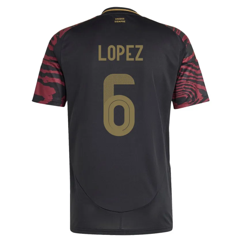 Danxen Uomo Maglia Perù Marcos López #6 Nero Kit Gara Away 24-26 Maglietta