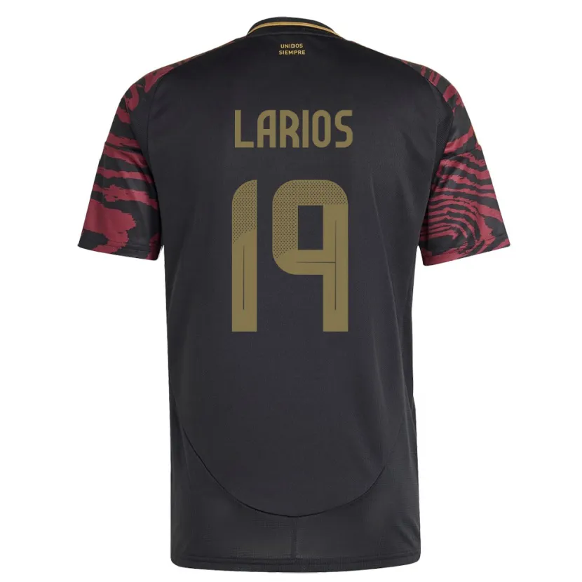 Danxen Uomo Maglia Perù Guillermo Larios #19 Nero Kit Gara Away 24-26 Maglietta