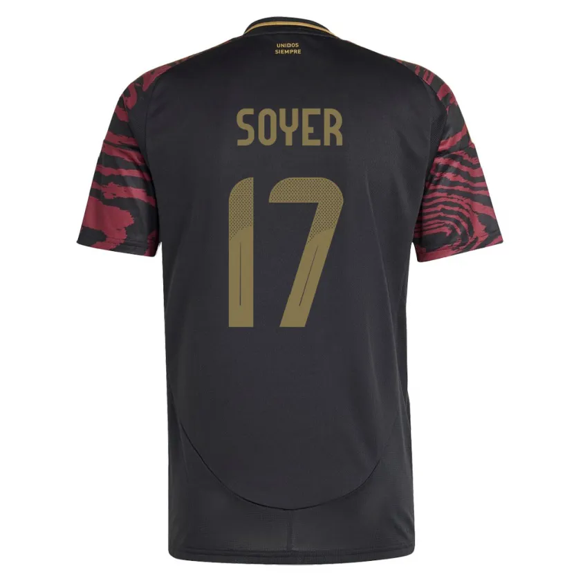 Danxen Uomo Maglia Perù Bassco Soyer #17 Nero Kit Gara Away 24-26 Maglietta