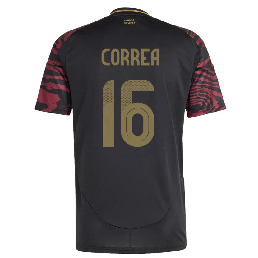 Danxen Uomo Maglia Perù Eslyn Correa #16 Nero Kit Gara Away 24-26 Maglietta