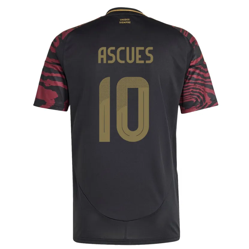 Danxen Uomo Maglia Perù Adrián Ascues #10 Nero Kit Gara Away 24-26 Maglietta