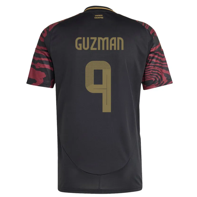 Danxen Uomo Maglia Perù Víctor Guzmán #9 Nero Kit Gara Away 24-26 Maglietta