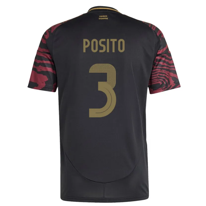Danxen Uomo Maglia Perù Alejandro Pósito #3 Nero Kit Gara Away 24-26 Maglietta