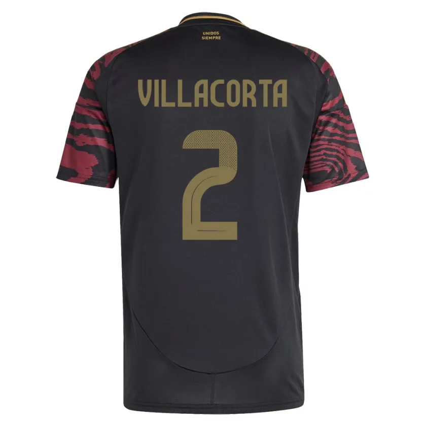 Danxen Uomo Maglia Perù Anderson Villacorta #2 Nero Kit Gara Away 24-26 Maglietta