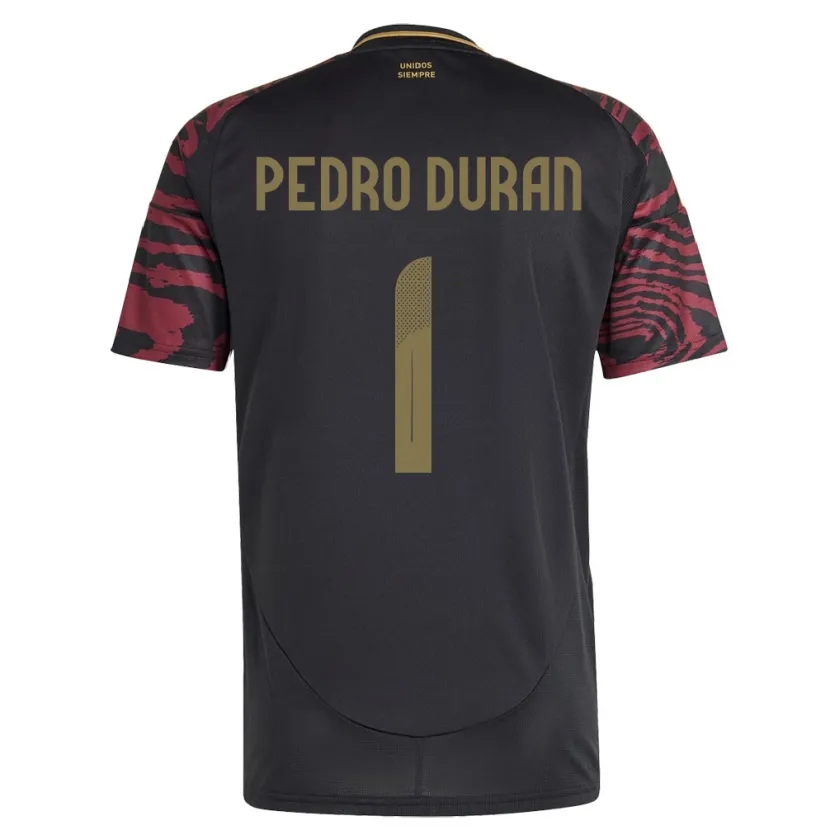Danxen Uomo Maglia Perù Juan Pedro Durán #1 Nero Kit Gara Away 24-26 Maglietta
