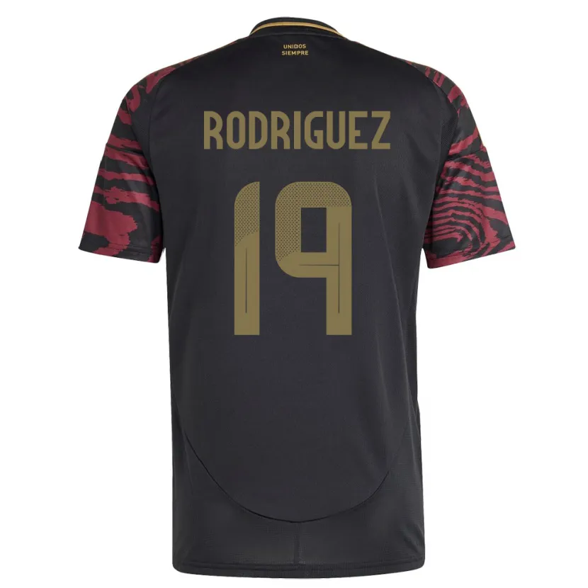 Danxen Uomo Maglia Perù Mateo Rodríguez #19 Nero Kit Gara Away 24-26 Maglietta