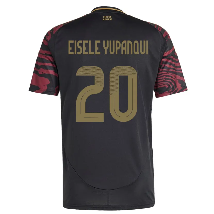 Danxen Uomo Maglia Perù Philipp Eisele Yupanqui #20 Nero Kit Gara Away 24-26 Maglietta
