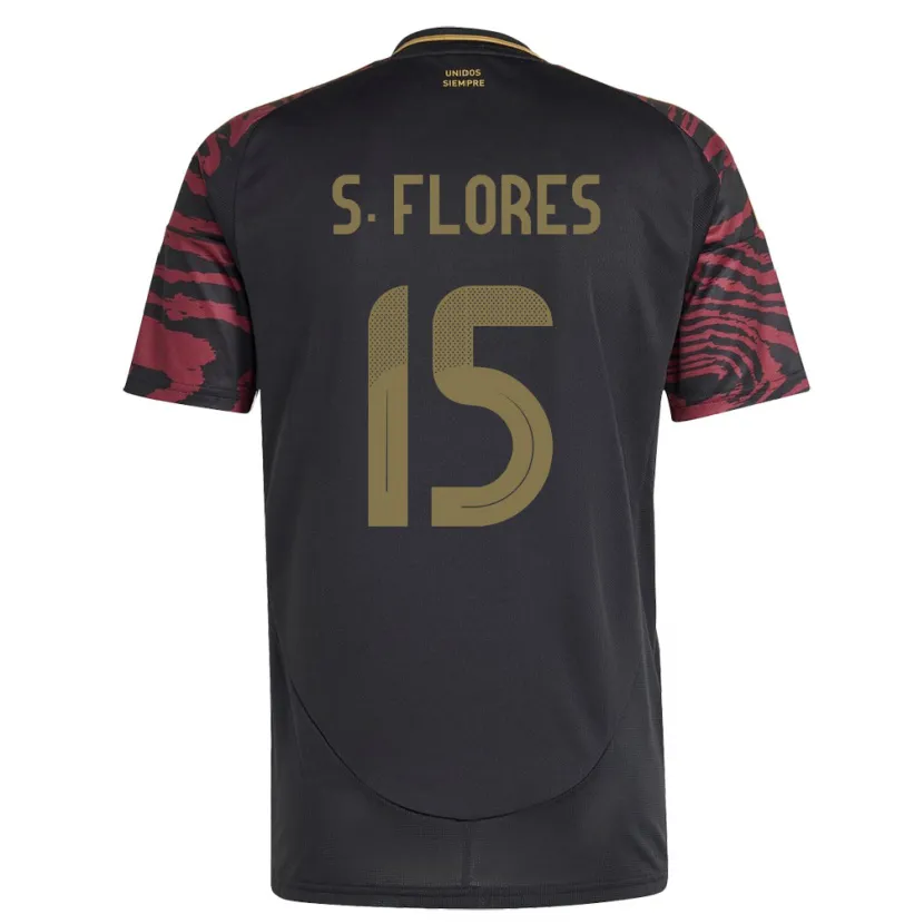 Danxen Uomo Maglia Perù Scarleth Flores #15 Nero Kit Gara Away 24-26 Maglietta