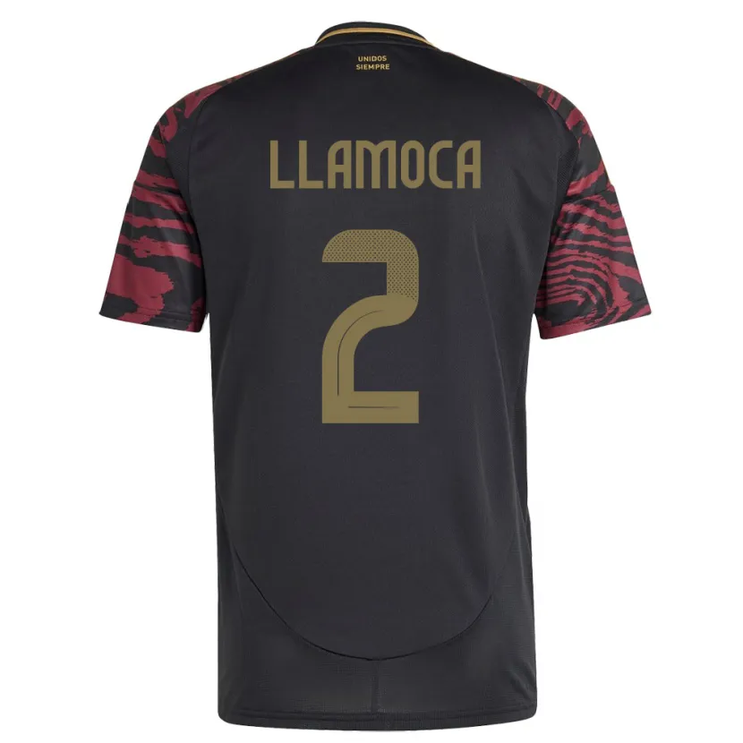 Danxen Uomo Maglia Perù Braelynn Llamoca #2 Nero Kit Gara Away 24-26 Maglietta