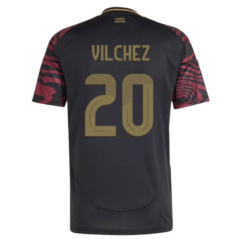 Danxen Uomo Maglia Perù Alondra Vílchez #20 Nero Kit Gara Away 24-26 Maglietta
