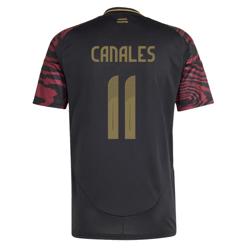 Danxen Uomo Maglia Perù Xioczana Canales #11 Nero Kit Gara Away 24-26 Maglietta