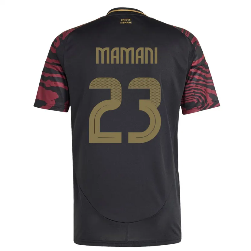 Danxen Uomo Maglia Perù Julia Mamani #23 Nero Kit Gara Away 24-26 Maglietta
