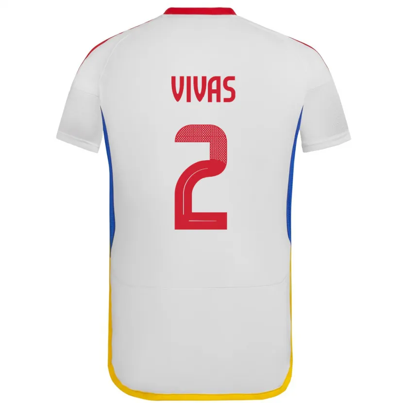 Danxen Uomo Maglia Venezuela Carlos Vivas #2 Bianco Kit Gara Away 24-26 Maglietta
