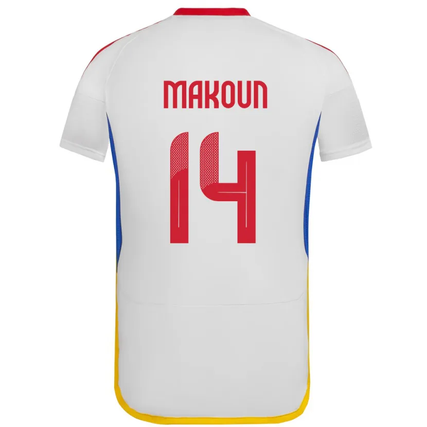 Danxen Uomo Maglia Venezuela Christian Makoun #14 Bianco Kit Gara Away 24-26 Maglietta