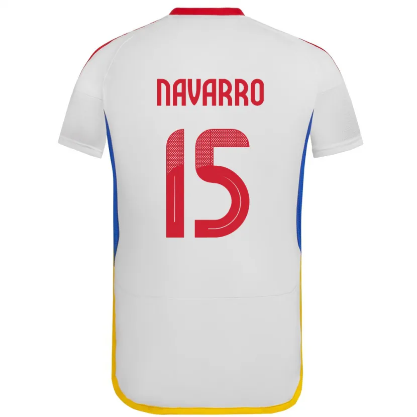 Danxen Uomo Maglia Venezuela Miguel Navarro #15 Bianco Kit Gara Away 24-26 Maglietta