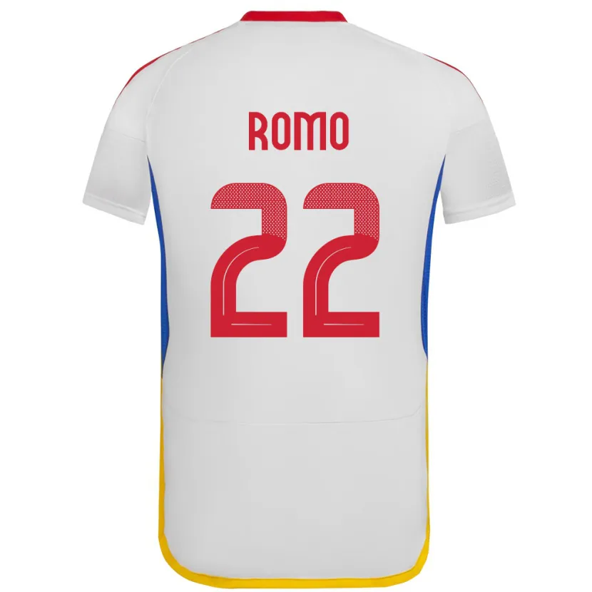 Danxen Uomo Maglia Venezuela Rafael Romo #22 Bianco Kit Gara Away 24-26 Maglietta