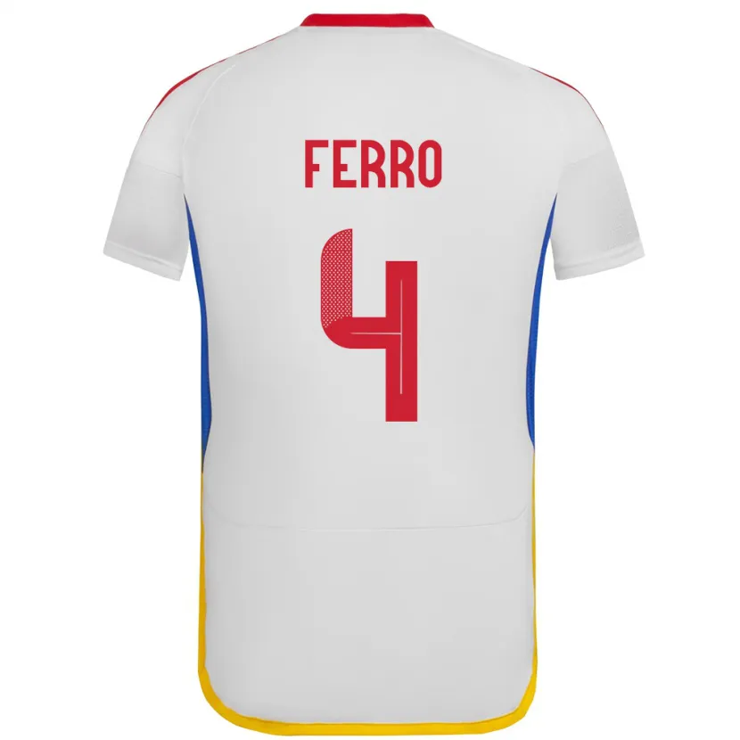 Danxen Uomo Maglia Venezuela Andrés Ferro #4 Bianco Kit Gara Away 24-26 Maglietta