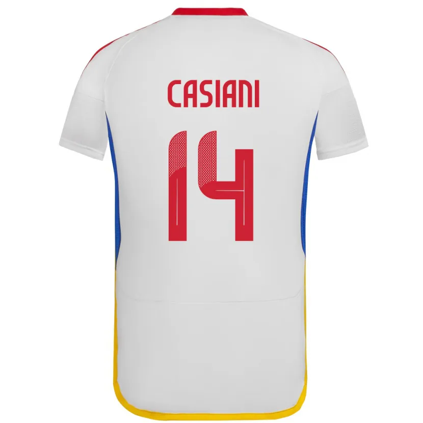 Danxen Uomo Maglia Venezuela Luis Casiani #14 Bianco Kit Gara Away 24-26 Maglietta