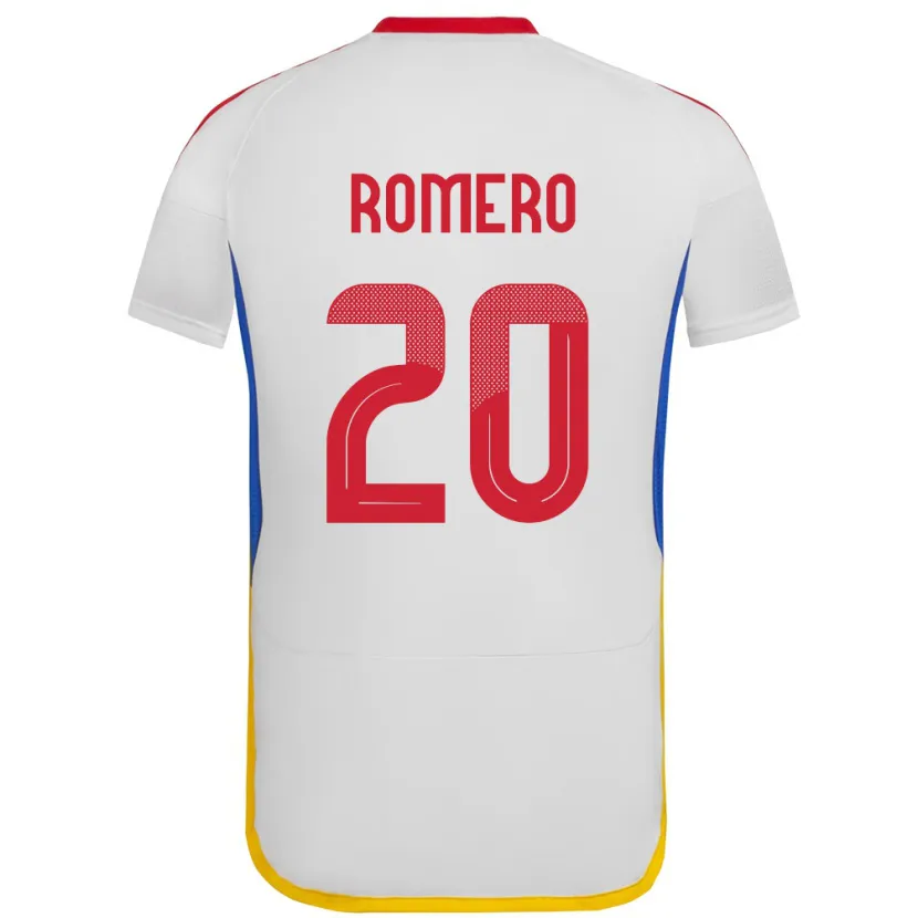 Danxen Uomo Maglia Venezuela Andrés Romero #20 Bianco Kit Gara Away 24-26 Maglietta