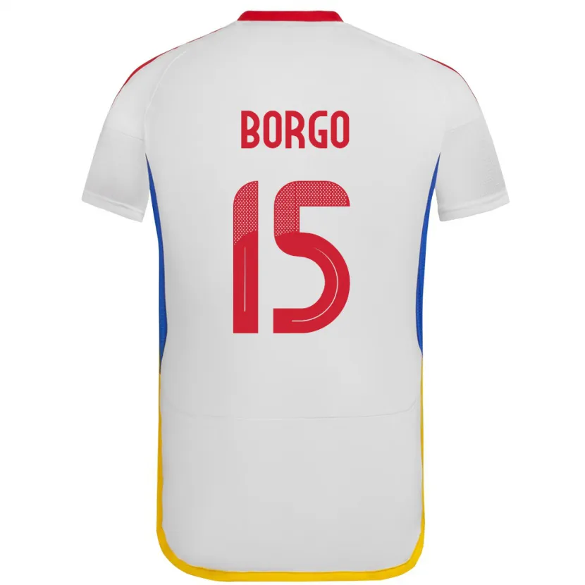 Danxen Uomo Maglia Venezuela Ángel Borgo #15 Bianco Kit Gara Away 24-26 Maglietta
