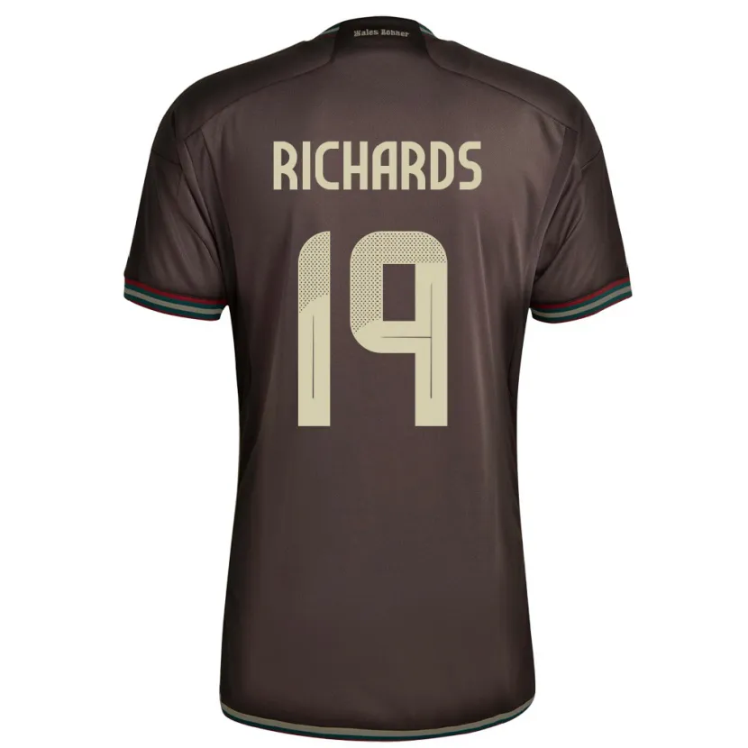 Danxen Uomo Maglia Giamaica Davia Richards #19 Marrone Notte Kit Gara Away 24-26 Maglietta