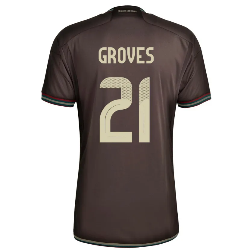 Danxen Uomo Maglia Giamaica Isreala Groves #21 Marrone Notte Kit Gara Away 24-26 Maglietta