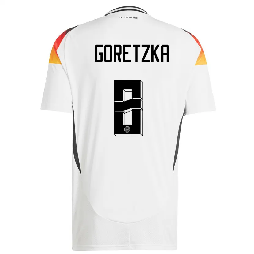 Danxen Donna Maglia Germania Leon Goretzka #8 Bianco Kit Gara Home 24-26 Maglietta