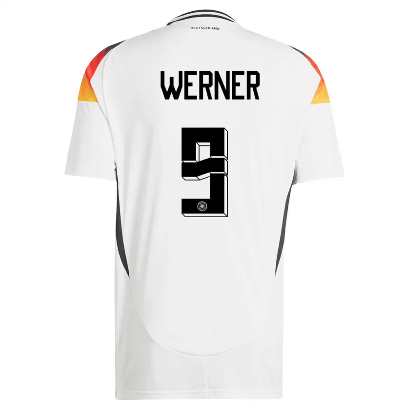 Danxen Donna Maglia Germania Timo Werner #9 Bianco Kit Gara Home 24-26 Maglietta