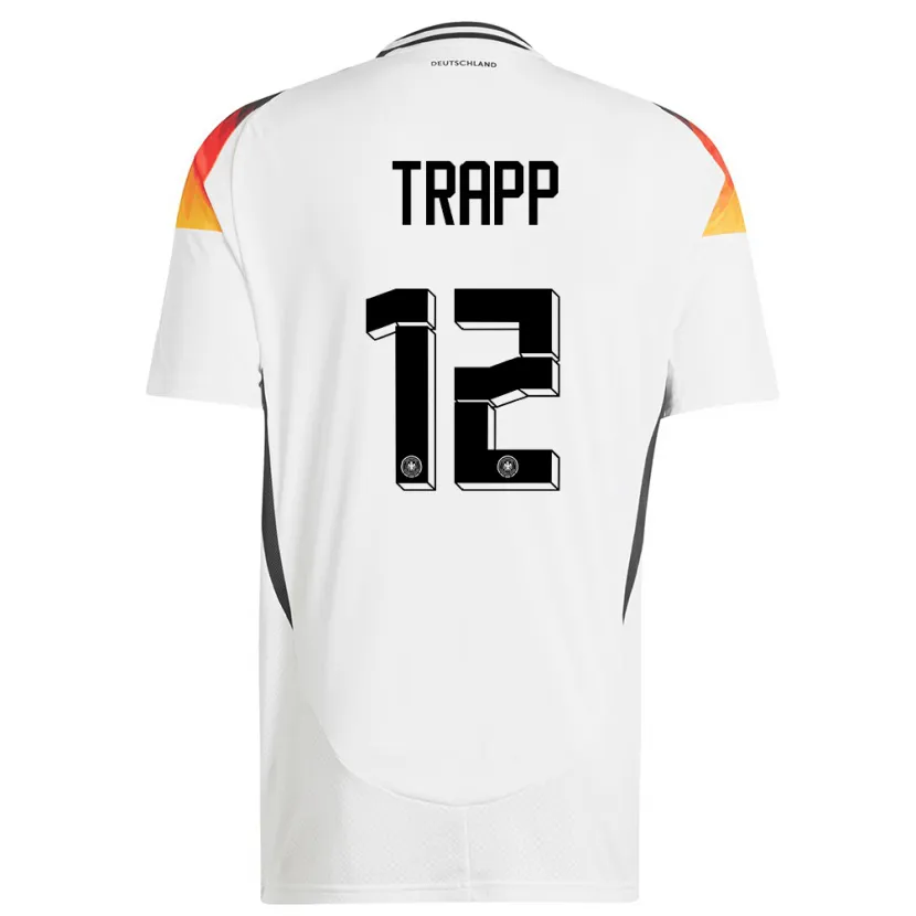 Danxen Donna Maglia Germania Kevin Trapp #12 Bianco Kit Gara Home 24-26 Maglietta