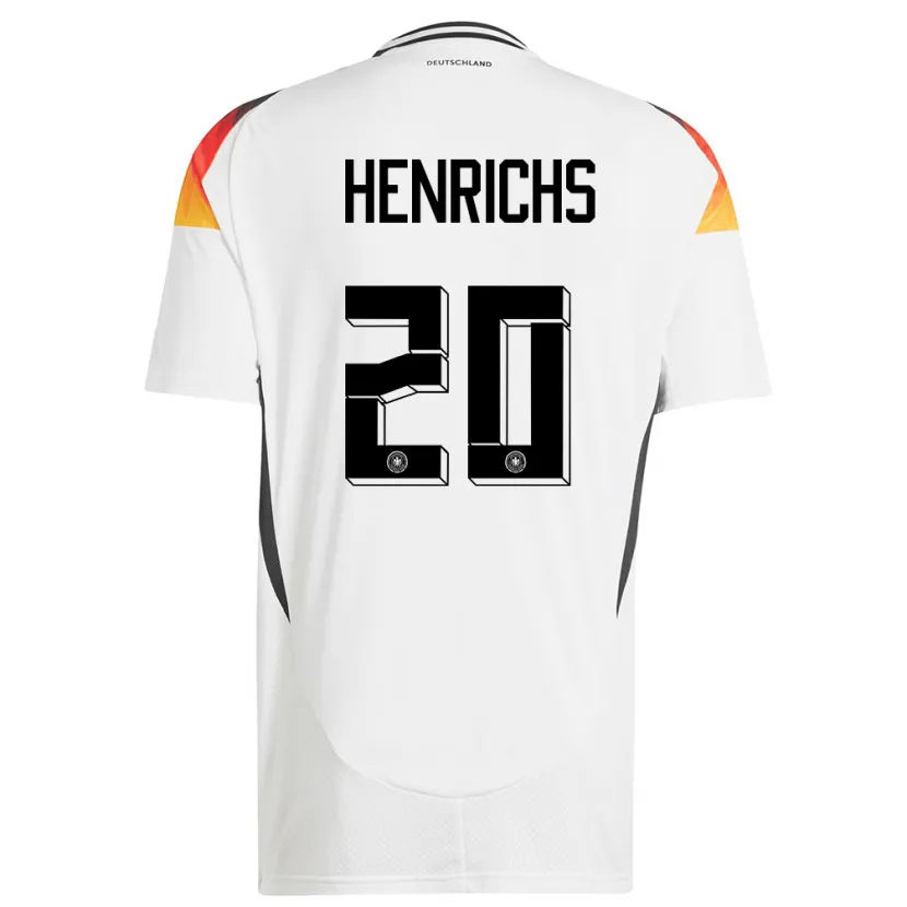 Danxen Donna Maglia Germania Benjamin Henrichs #20 Bianco Kit Gara Home 24-26 Maglietta