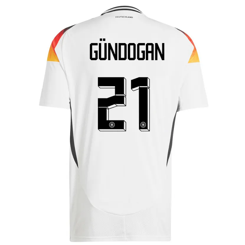 Danxen Donna Maglia Germania Ilkay Gundogan #21 Bianco Kit Gara Home 24-26 Maglietta