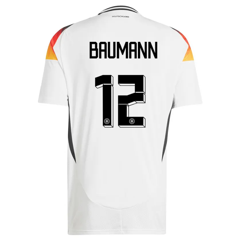 Danxen Donna Maglia Germania Oliver Baumann #12 Bianco Kit Gara Home 24-26 Maglietta