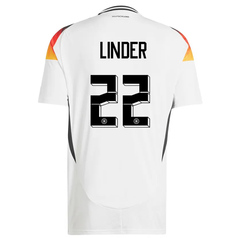 Danxen Donna Maglia Germania Sarai Linder #22 Bianco Kit Gara Home 24-26 Maglietta