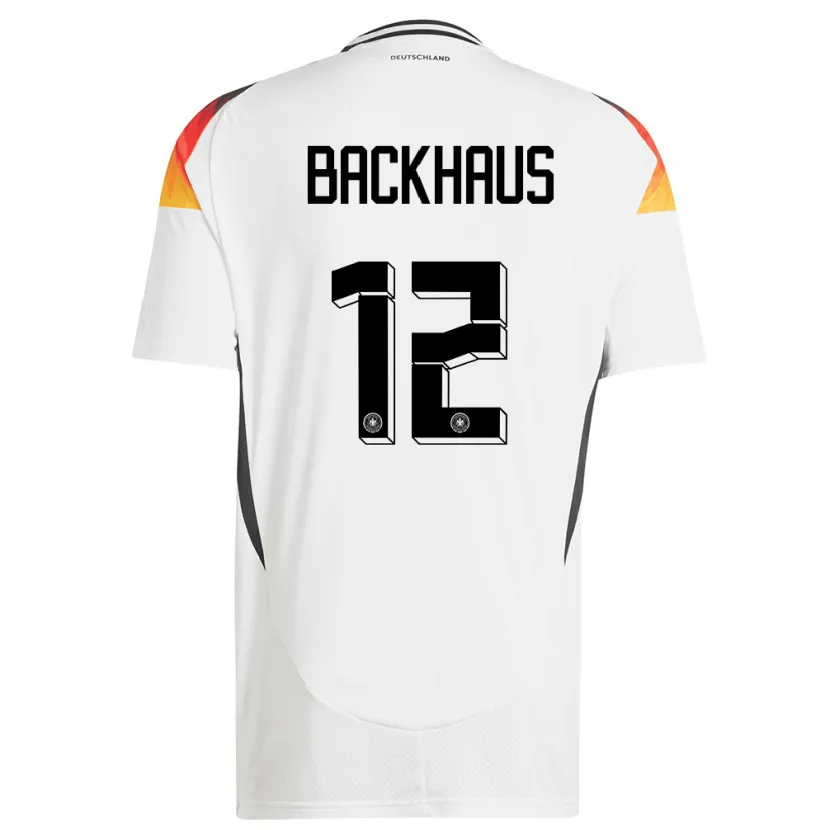 Danxen Donna Maglia Germania Mio Backhaus #12 Bianco Kit Gara Home 24-26 Maglietta