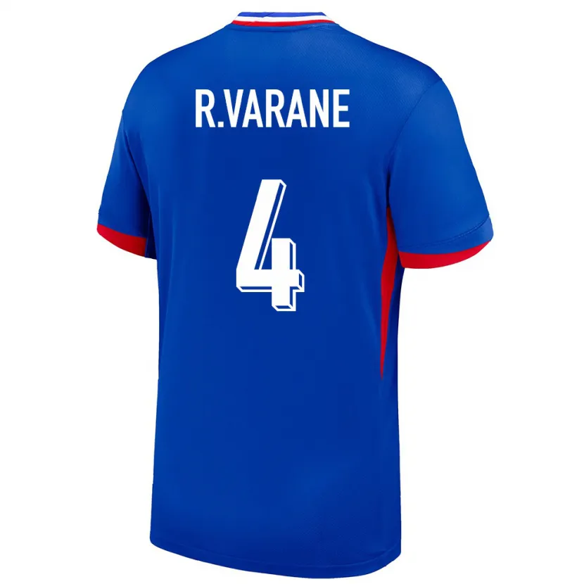 Danxen Donna Maglia Francia Raphael Varane #4 Blu Kit Gara Home 24-26 Maglietta