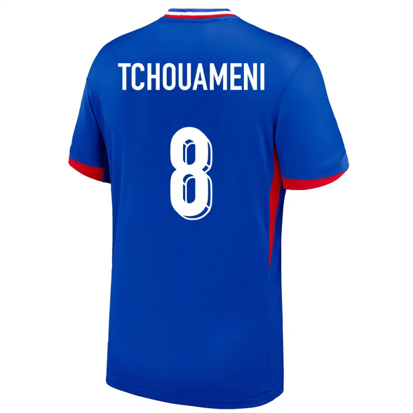 Danxen Donna Maglia Francia Aurelien Tchouameni #8 Blu Kit Gara Home 24-26 Maglietta