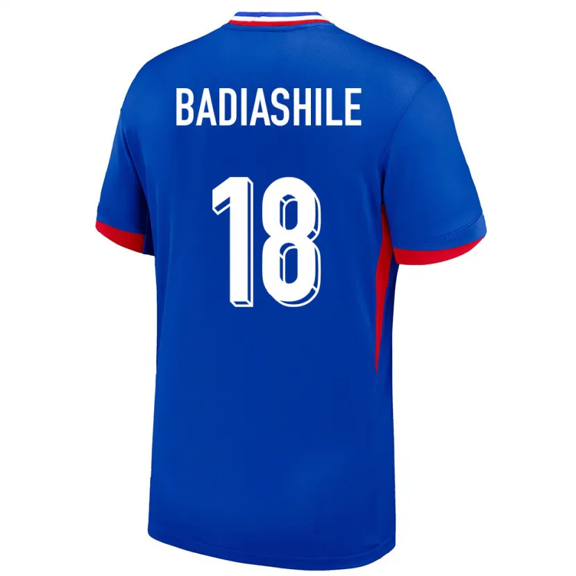 Danxen Donna Maglia Francia Benoit Badiashile #18 Blu Kit Gara Home 24-26 Maglietta