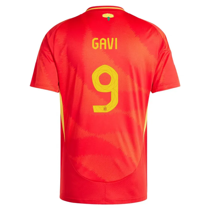 Danxen Donna Maglia Spagna Gavi #9 Rosso Kit Gara Home 24-26 Maglietta